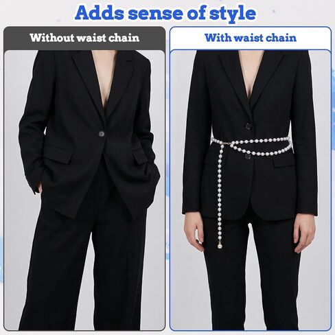 Pearl Belt Pearl Body Chain Adjustable Pearls Waist Chain for Women Fashion Layered Pearls Chains Belt for Dress Jeans Summer Beach Body Jewelry in Kuwait