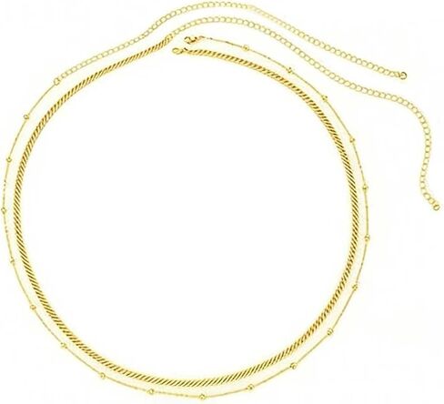 14K Gold Plated Silver Waist Chain, Layered Belly Belt, Waterproof Snake Cuban Body Chain for Women, Summer Beach Jewelry Accessories in Kuwait