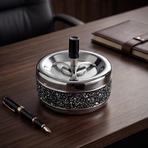 Cigarette Ashtray with a Bear-Shaped Handle and Swivel Lid, Desktop Smoking Ash Tray for Home Office Decoration with 2 Holder in Saudi Arabia