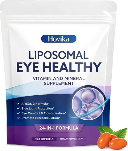 AREDS 2 Eye Vitamins and Mineral Supplement with Lutein, Astaxanthin, Zeaxanthin, Bilberry Extract, Omega-3, Eye Vitamin for Macular Health, Dry Eye, Eye Strain, Night Vision - 240 Softgels in Kuwait
