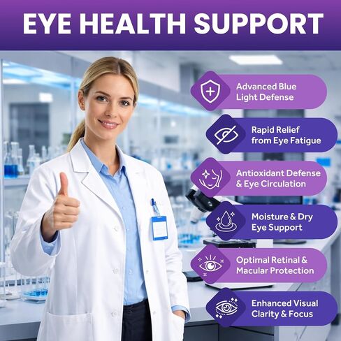 AREDS 2 Eye Vitamins and Mineral Supplement with Lutein, Astaxanthin, Zeaxanthin, Bilberry Extract, Omega-3, Eye Vitamin for Macular Health, Dry Eye, Eye Strain, Night Vision - 240 Softgels in Kuwait
