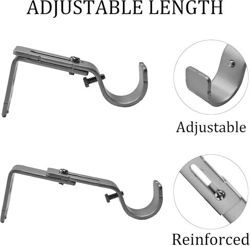 3PCS Adjustable Curtain Rod Brackets, Wall Mount Rod Holders with Mounting Hardware for 1 Inch Diameter Rods(Silver) in Saudi Arabia
