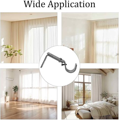 3PCS Adjustable Curtain Rod Brackets, Wall Mount Rod Holders with Mounting Hardware for 1 Inch Diameter Rods(Silver) in Saudi Arabia