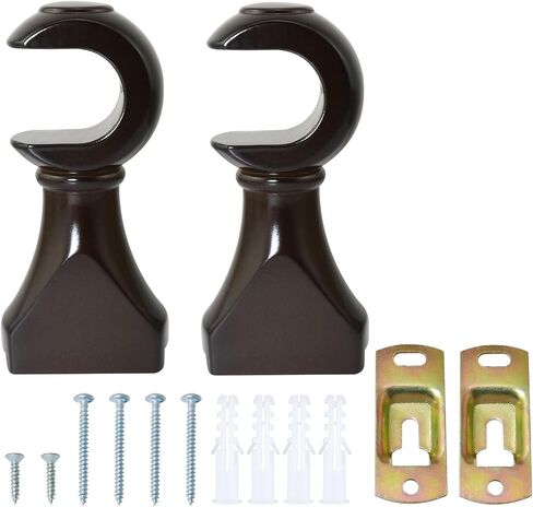 2PCS 12x5.7x3.2cm Wood Curtain Rod Brackets Suitable for Living Room/Bedroom/Balcony/Bathroom Clothes Hanger in Kuwait