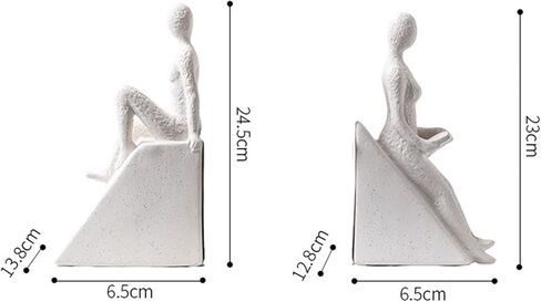 Bookend Support Man and Woman Reading Bookend Set, Decorative Book Shelf Decor for Home or Office, White Ceramic Ends for Housewarming, Birthday or Holiday Bookends in Saudi Arabia