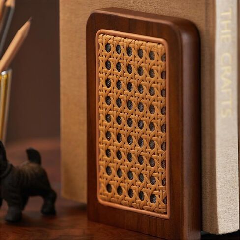 Bookend Support Chinese Style Book Ends, Rattan Desktop Divider for Lovers Organising Bookends in Saudi Arabia
