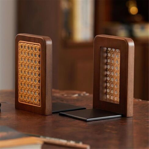 Bookend Support Chinese Style Book Ends, Rattan Desktop Divider for Lovers Organising Bookends in Saudi Arabia
