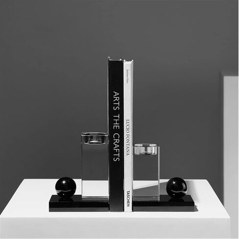 Bookend Support Modern Luxury Bookends Study Desk Crystal Geometric Ornaments Bookcase Bookshelf Book Stand Decorative Bookends in Saudi Arabia