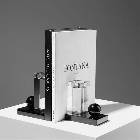 Bookend Support Modern Luxury Bookends Study Desk Crystal Geometric Ornaments Bookcase Bookshelf Book Stand Decorative Bookends in Saudi Arabia
