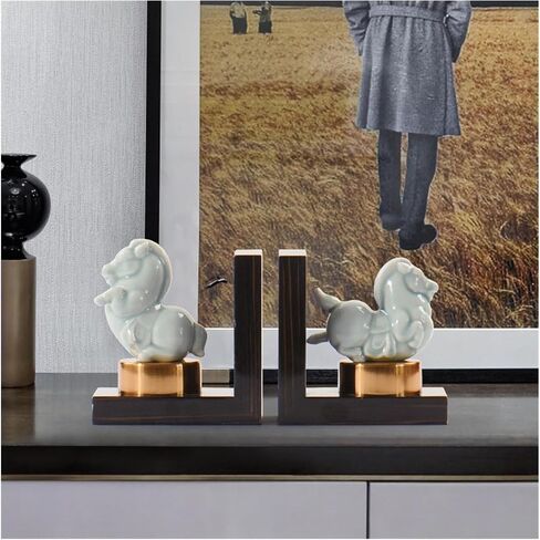 Bookend Support Bookends Vintage Decorative Ceramic Bookend Figurine Accent Piece for Home Office Table and Desk Decor Bookends in Kuwait