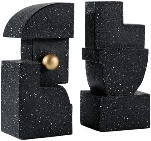 Bookend Support Resin Bookends - Heavy Duty Book Ends Decor for Living Room, Bedroom, Office Bookends(Black) in Saudi Arabia