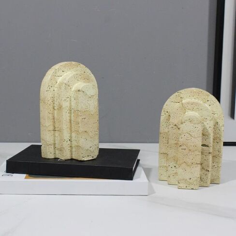 Bookend Support Minimalist Bookends Travertine Cascading Desk Top Decorations for Library Office Bookends in Kuwait
