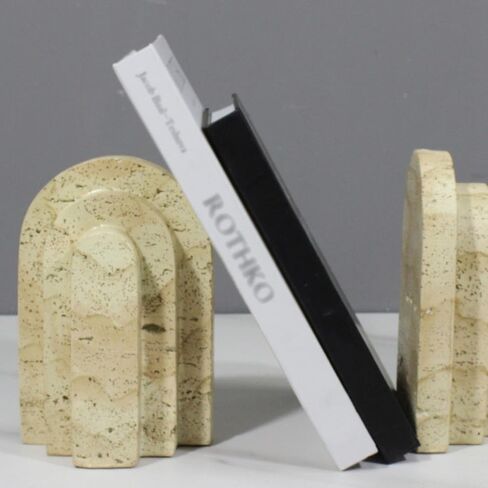 Bookend Support Minimalist Bookends Travertine Cascading Desk Top Decorations for Library Office Bookends in Kuwait