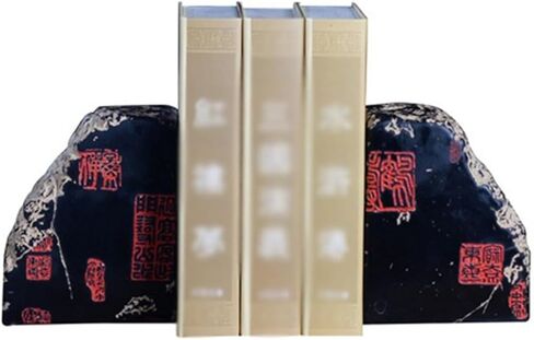 Bookend Support Book Ends for Shelves - Stone Carving Bookends Study Room Ornaments Resin Stopper for Home Office Library Bookends in Kuwait