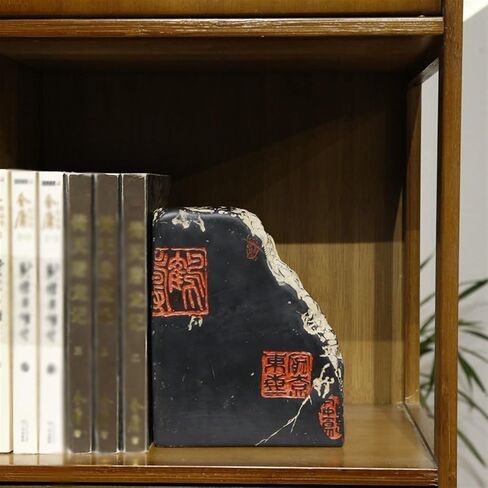 Bookend Support Book Ends for Shelves - Stone Carving Bookends Study Room Ornaments Resin Stopper for Home Office Library Bookends in Kuwait