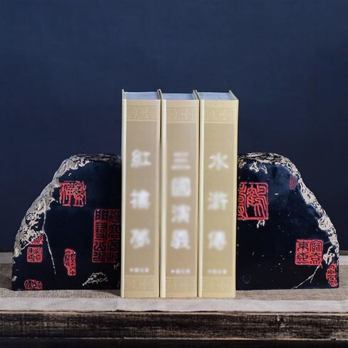Bookend Support Book Ends for Shelves - Stone Carving Bookends Study Room Ornaments Resin Stopper for Home Office Library Bookends in Kuwait