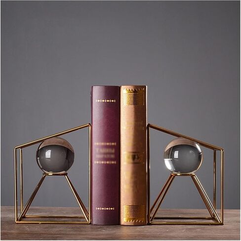 Bookend Support Bookends with Crystal Ball Sturdy for Heavy Books Bookshelf Office School Library Decorative Ornaments Bookends in Saudi Arabia