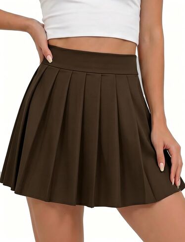 AURUZA Pleated Mini Skirt for Women High Waist Stretchy A-Line Skater Skirt, Y2K Short Tennis Skirt Black in Kuwait