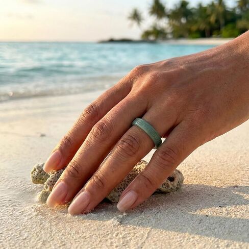 Natural Grade A Jadeite Ring - Genuine Untreated Hand Carved Jade Band Rings for Men & Women - Chinese Style Original Design Jewelry with Gift Box in Saudi Arabia