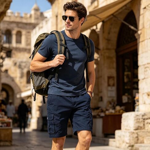 Men's Cargo Shorts Casual Cotton Lightweight Cargo Pants Summer Outdoor Work Cargo Short with Multi-Pockets in Saudi Arabia