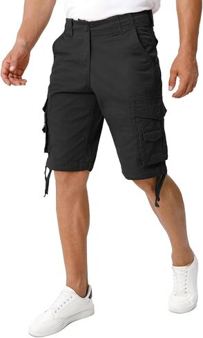 Matchstick Men’s Cotton Cargo Shorts, 8-Pocket Drawstring Elastic Waist Adjustable Hem, Casual, Work & Outdoor Wear in Saudi Arabia