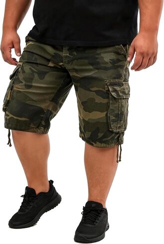 Men's Camo Cargo Shorts Multi-Pocket Cotton Washed Durable Shorts for Casual Hiking Camping in Saudi Arabia