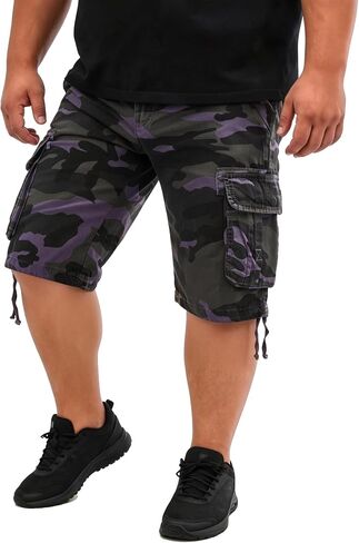 شورت Camo Cargo للرجال متعدد الجيوب من القطن المغسول والمتين للمشي لمسافات طويلة والتخييم in Kuwait