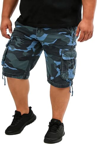 شورت Camo Cargo للرجال متعدد الجيوب من القطن المغسول والمتين للمشي لمسافات طويلة والتخييم in Kuwait