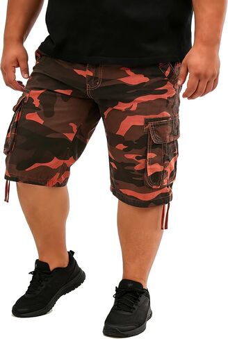 شورت Camo Cargo للرجال متعدد الجيوب من القطن المغسول والمتين للمشي لمسافات طويلة والتخييم in Kuwait