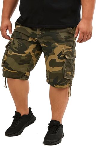 شورت Camo Cargo للرجال متعدد الجيوب من القطن المغسول والمتين للمشي لمسافات طويلة والتخييم in Kuwait