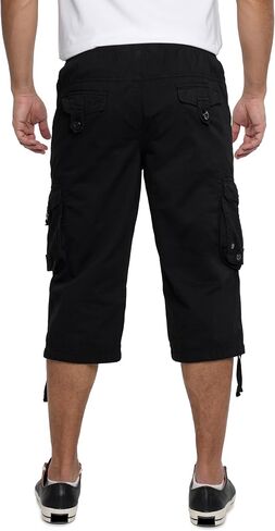 X RAY Men's%100 Cotton 18" Inseam Elastic Waistband Long Cargo Shorts, Below Knee Length (3/4) Men Cargo Short Pants in Kuwait