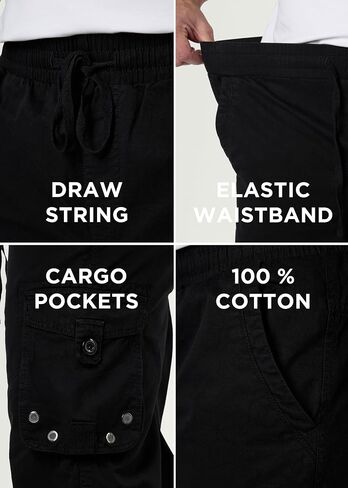 X RAY Men's%100 Cotton 18" Inseam Elastic Waistband Long Cargo Shorts, Below Knee Length (3/4) Men Cargo Short Pants in Kuwait