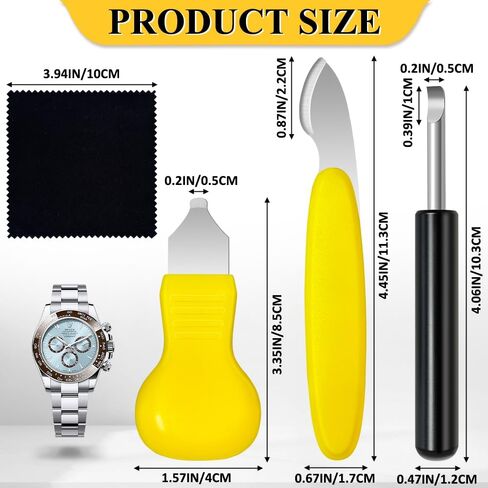 4 PCS Watch Back Removal Tool, Premium Battery Replacement Set, Pry Back Case Opener with Cleaning Cloth, Watch Back Removal & Case Opening Tool Watches Repair Kits for Accessories Replacement in Saudi Arabia