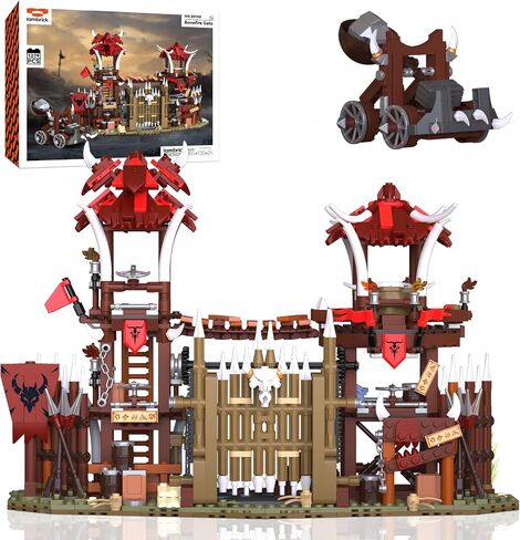 Medieval Bonefire Gate Building Set 30103, 1279 PCS House Architecture Building Blocks Toy for Aduls, Medieval Village Model Kit Fantasy Cabin Block Collectible Display Gift 14+ in Kuwait