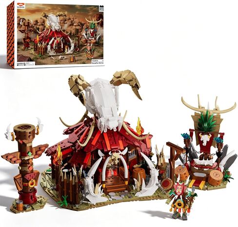 Medieval Fantasy Orc Camp Building Set 30104,Bone Fire Tent Model Kit with Skeleton Totem,Medieval Viking Village Building Block Toy for Adult,Home Decor Game Collectible Gifts 14+ in Kuwait