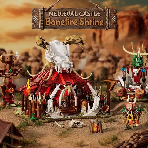 Medieval Fantasy Orc Camp Building Set 30104,Bone Fire Tent Model Kit with Skeleton Totem,Medieval Viking Village Building Block Toy for Adult,Home Decor Game Collectible Gifts 14+ in Kuwait