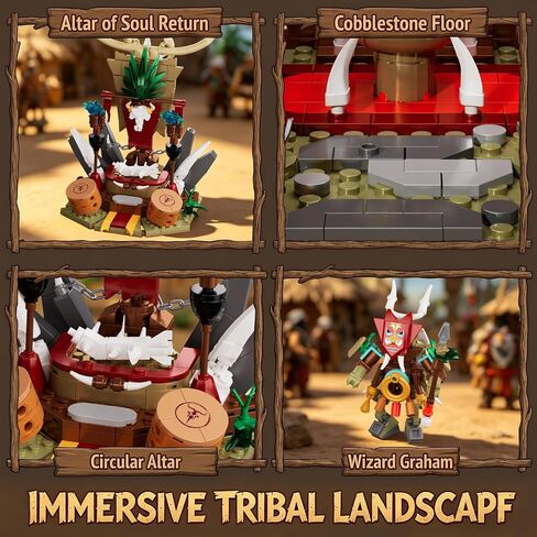 Medieval Fantasy Orc Camp Building Set 30104,Bone Fire Tent Model Kit with Skeleton Totem,Medieval Viking Village Building Block Toy for Adult,Home Decor Game Collectible Gifts 14+ in Kuwait