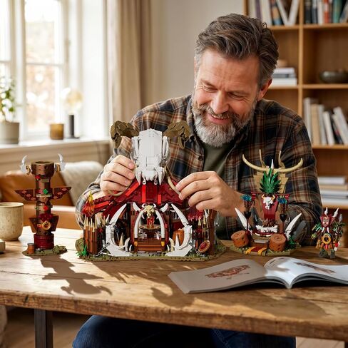 Medieval Fantasy Orc Camp Building Set 30104,Bone Fire Tent Model Kit with Skeleton Totem,Medieval Viking Village Building Block Toy for Adult,Home Decor Game Collectible Gifts 14+ in Kuwait