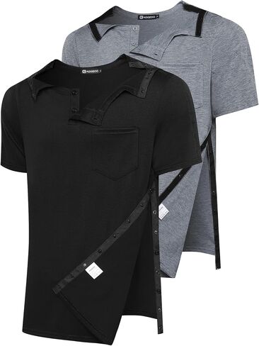 2 Pack Shoulder Surgery Shirts for Men, Side Snap Post Surgery Recovery Shirt for Rotator Cuff & Shoulder Replacement in Saudi Arabia