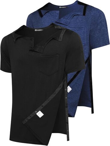 2 Pack Shoulder Surgery Shirts for Men, Side Snap Post Surgery Recovery Shirt for Rotator Cuff & Shoulder Replacement in Saudi Arabia