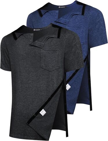 2 Pack Shoulder Surgery Shirts for Men, Side Snap Post Surgery Recovery Shirt for Rotator Cuff & Shoulder Replacement in Saudi Arabia