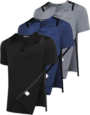 2 Pack Shoulder Surgery Shirts for Men, Side Snap Post Surgery Recovery Shirt for Rotator Cuff & Shoulder Replacement in Saudi Arabia