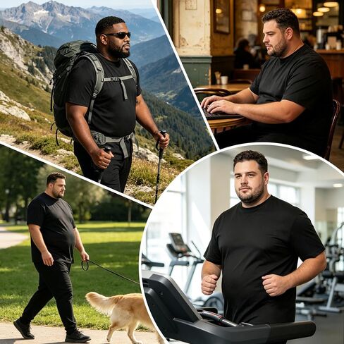 HovSiyla 3 Pack Men's Big and Tall Shirts Short Sleeve Quick Dry Workout Crew Neck Moisture Wicking T Shirts(2XL-6XL) in Saudi Arabia