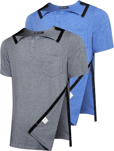 2 Pack Shoulder Surgery Shirts for Men, Side Snap Post Surgery Recovery Shirt for Rotator Cuff & Shoulder Replacement in Saudi Arabia