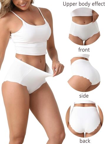 Womens Underwear, Seamless Underwear for Women, Briefs, No Show Panties, Scalloped Edge, Multicolor, 6-Pack in Kuwait