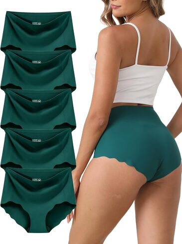 Womens Underwear, Seamless Underwear for Women, Briefs, No Show Panties, Scalloped Edge, Multicolor, 6-Pack in Kuwait