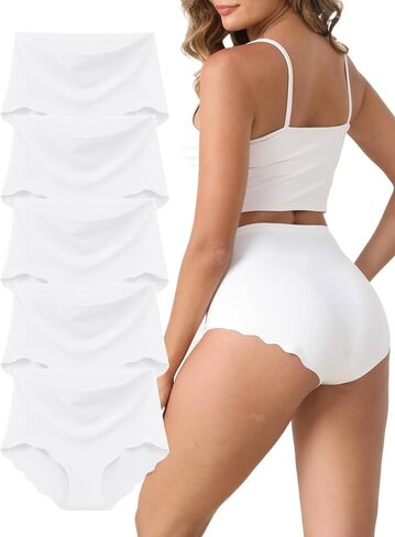 Womens Underwear, Seamless Underwear for Women, Briefs, No Show Panties, Scalloped Edge, Multicolor, 6-Pack in Kuwait