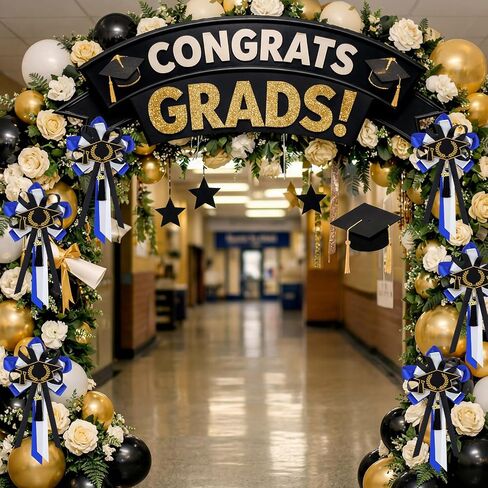 Kenning 6 Pcs Class of 2026 Graduation Badge Pins 7" Large Blue Black Wood Graduation Cap Brooch with Ribbon Party Favors for Congrat Grad College High School Ceremony Supplies in Kuwait