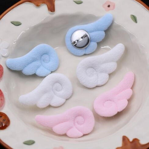 Cute Plush Angel Wings Brooch Y2K Kawaii Pins for Ita Bag Backpack Purse Doll Decor Wing Badge Accessories in Saudi Arabia