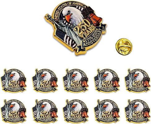 250 Anniversary USA Lapel Pin 10/20/50/100Pcs 1.2inch America Patriot Collectible Accessories 250 Years Of Freedom 1776-2026 for Patriot's Day Independence Day in Saudi Arabia